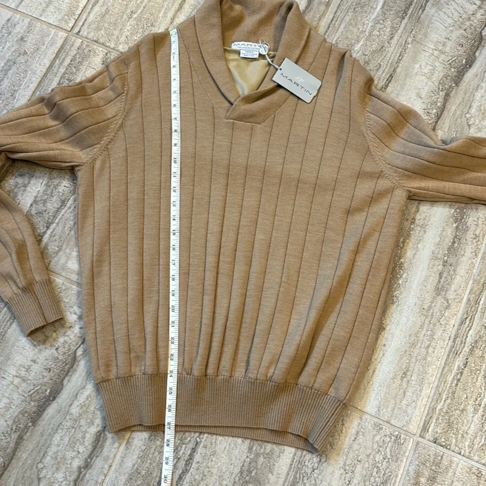 New Mens MARTIN GOLF Shawl Collar Wind Sweater Camel Size Small